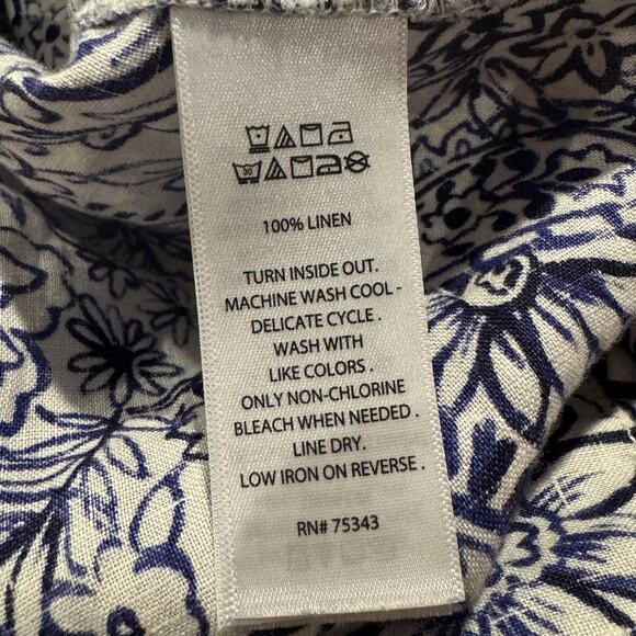 Sigrid Olsen Top Tunic Linen 3/4 Sleeve Boho Coastal Grandma Floral Medium KS - Picture 4 of 5